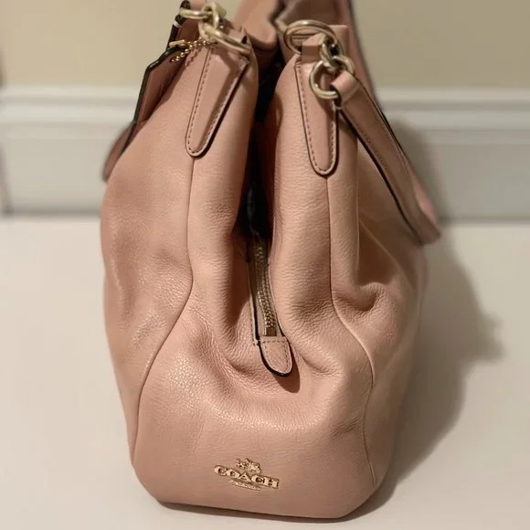 COACH F35723 Phoebe Dusty Pink Pebbled Leather Shoulder Handbag